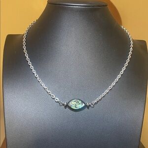 Abalone Shell Layering Necklace 16 inch Stainless Steel
